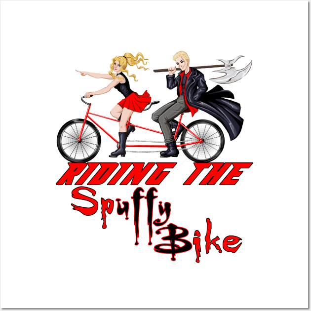 Riding the Spuffy Bike (black/no outline) Wall Art by bengman